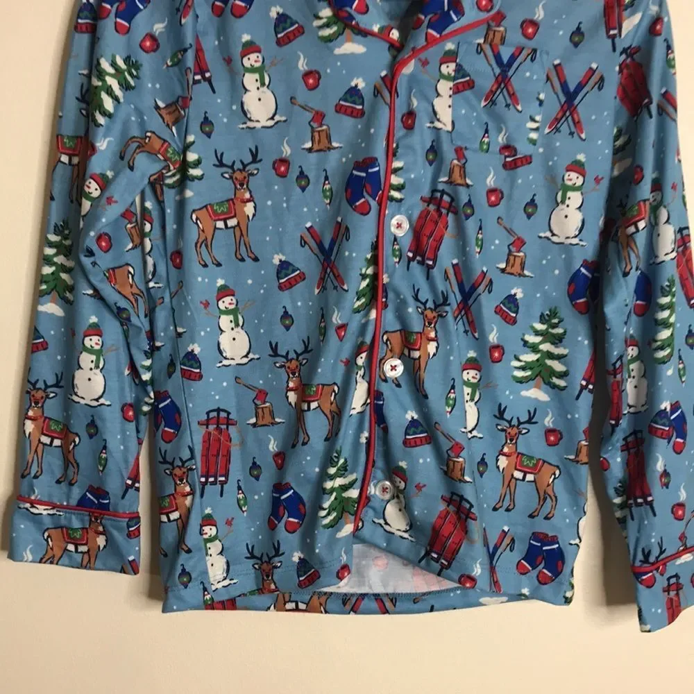 Hatley Kids Cozy Christmas Reindeer and Christmas Tree Pajamas Set Size 10
